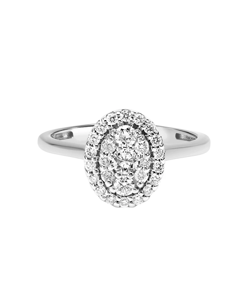 Diamond Oval Cluster Engagement Ring (1/2 ct. t.w.) in 14k White Gold