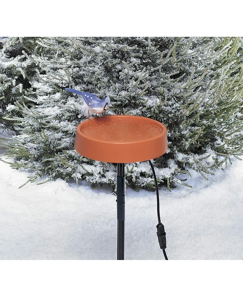 Api Outdoor Plastic Heated Bird Bath with Metal Stand, 12in Diameter