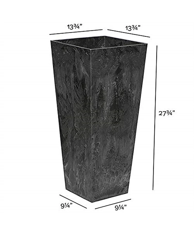 Novelty Artstone Ella Tall Square Planter Black 27.5 inch