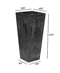 Novelty Artstone Ella Tall Square Planter Black 27.5 inch