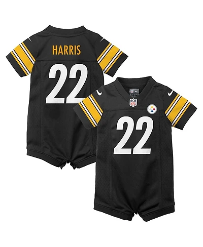 Boys and Girls Newborn and Infant Nike Najee Harris Black Pittsburgh Steelers Game Romper Jersey
