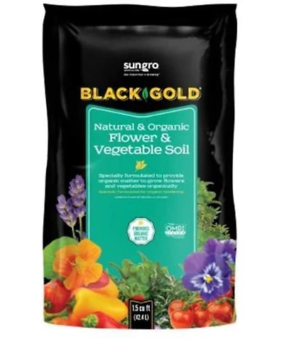SunGro Black Sun Gro Black Gold Outdoor Natural and Organic Garden Flower and Vegetables Blend Potting Soil Mix for Outdoor Plants, 1.5 Cubic Foot Bag