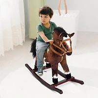 Qaba Kids Metal Plush Ride-On Rocking Horse Chair Toy, /