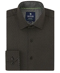 Tom Baine Men's Slim Fit Performance Long Sleeve Geometric Button Down Dress Shirt