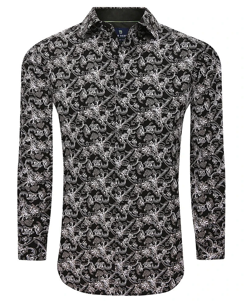 Tom Baine Men's Slim Fit Performance Long Sleeve Button Down Dress Shirt