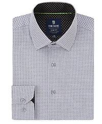 Tom Baine Men's Slim Fit Performance Long Sleeve Geometric Button Down Dress Shirt