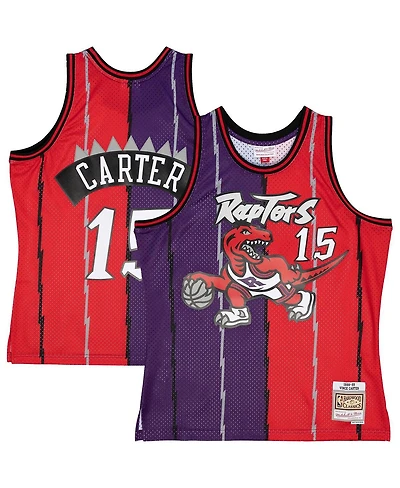 Men's Mitchell & Ness Vince Carter Purple, Red Toronto Raptors Hardwood Classics 1998-99 Split Swingman Jersey