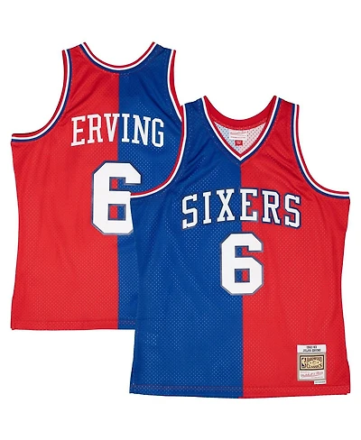 Men's Mitchell & Ness Julius Erving Royal, Red Philadelphia 76ers Hardwood Classics 1982-83 Split Swingman Jersey