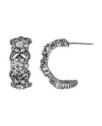 2028 Women's Pewter with Crystal Stone Earrings