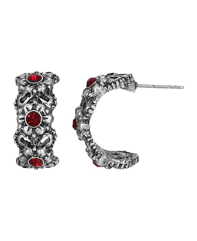 2028 Women's Pewter with Crystal Stone Earrings