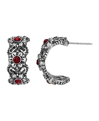 2028 Women's Pewter with Crystal Stone Earrings
