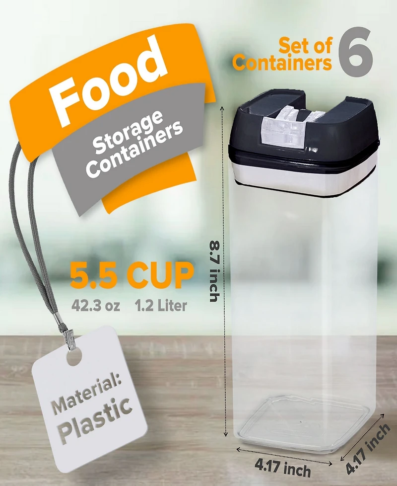 Cheer Collection 6 Piece Food Storage Containers, 1.2 Liter