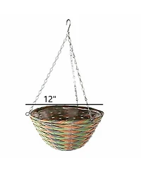 Gardener's Select Woven Plastic Rattan Hanging Basket, 12in Diameter