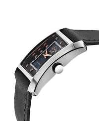 GV2 by Gevril Women's Luino Swiss Quartz Diamond Accents Black Handmade Italian Leather Strap Watch 23mm x 29mm