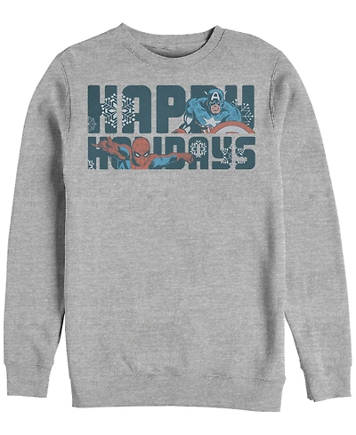 Fifth Sun Men's Marvel Happiest of Holidays Crew Fleece Pullover