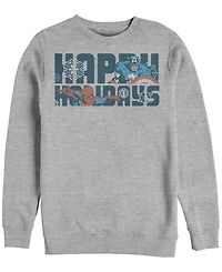 Fifth Sun Men's Marvel Happiest of Holidays Crew Fleece Pullover
