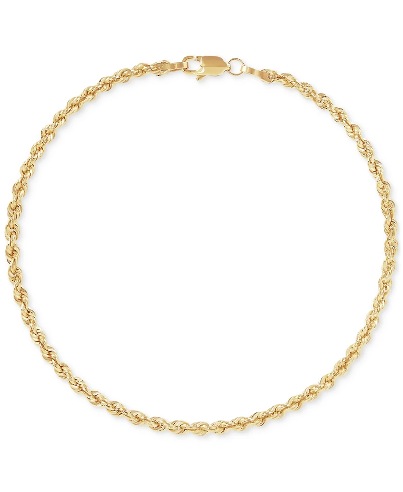 Lightweight Glitter Rope Link Chain Bracelet in 10k Gold
