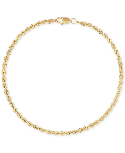 Lightweight Glitter Rope Link Chain Bracelet in 10k Gold