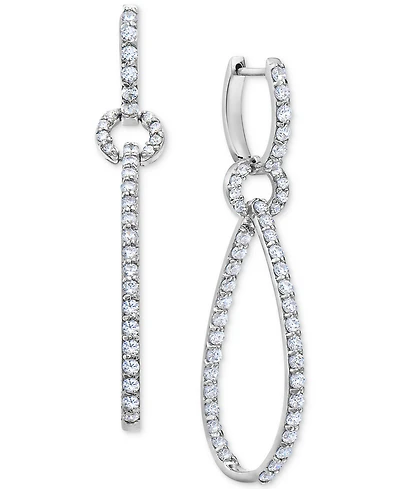 Diamond Elongated Loop In & Out Drop Earrings (2 ct. t.w.) in 14k White Gold