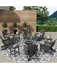 WestinTrends 12 Piece Set Outdoor Folding Adirondack Chairs with Ottoman Side Table