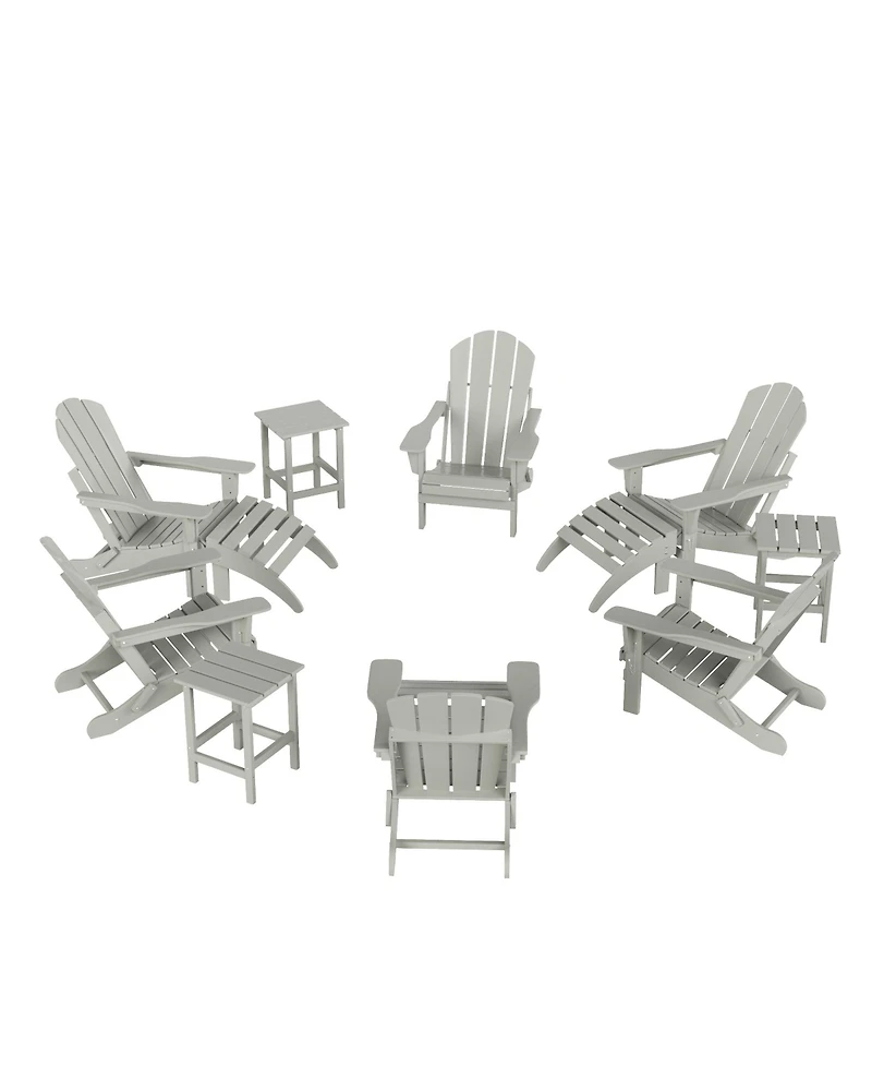 WestinTrends 12 Piece Set Outdoor Folding Adirondack Chairs with Ottoman Side Table