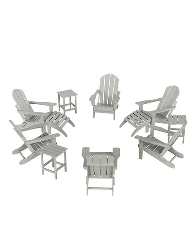 WestinTrends 12 Piece Set Outdoor Folding Adirondack Chairs with Ottoman Side Table