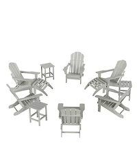 WestinTrends 12 Piece Set Outdoor Folding Adirondack Chairs with Ottoman Side Table