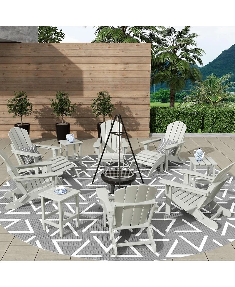 WestinTrends 12 Piece Set Outdoor Folding Adirondack Chairs with Ottoman Side Table