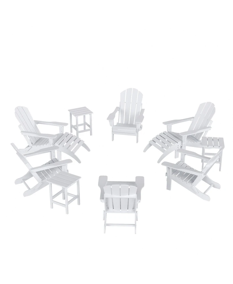 WestinTrends 12 Piece Set Outdoor Folding Adirondack Chairs with Ottoman Side Table