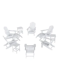 WestinTrends 12 Piece Set Outdoor Folding Adirondack Chairs with Ottoman Side Table