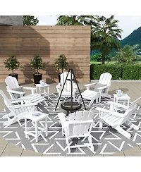 WestinTrends 12 Piece Set Outdoor Folding Adirondack Chairs with Ottoman Side Table