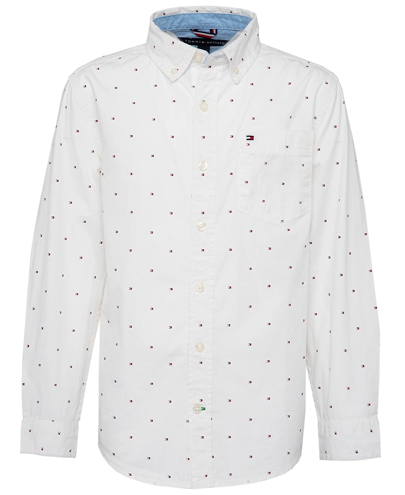 Tommy Hilfiger Big Boys Fred All Over Print Button-Down Shirt
