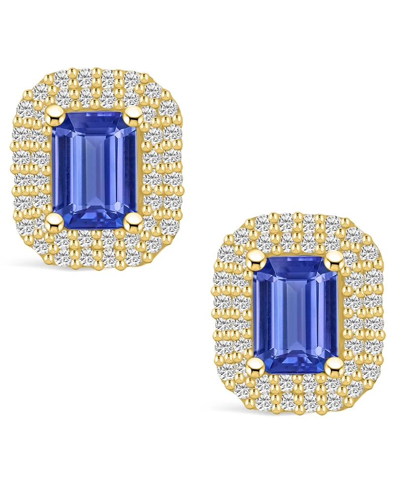 Macy's Tanzanite (2 Ct. t.w.) and Diamond (3/4 Halo Stud Earrings