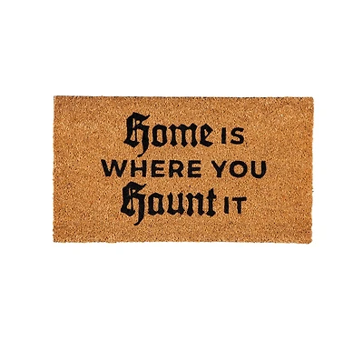 Evergreen 16 x 28 Halloween Greeting Coir Mat, Home Is Where You Haunt It for Indoor and Outdoor Decor