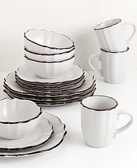 Lorren Home Trends Scalloped Edge 16 Piece Service for 4 Dinnerware Set