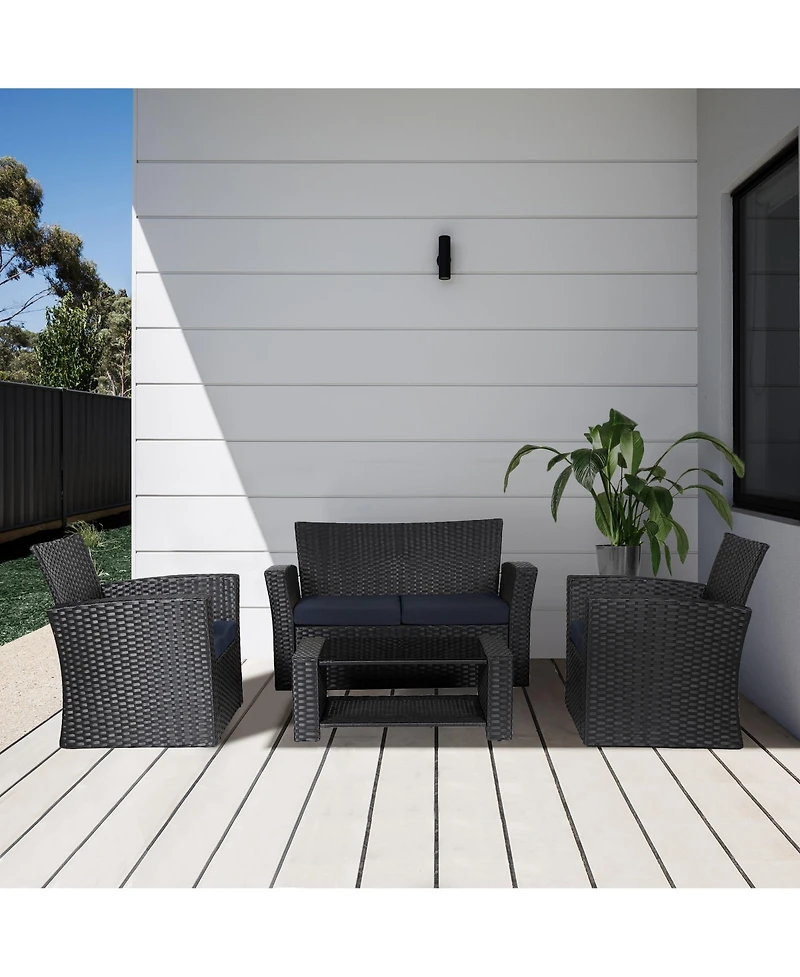 WestinTrends 4-Piece Modern Patio Conversation Sofa Set with Cushions