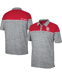 Men's Colosseum Heathered Gray, Crimson Oklahoma Sooners Birdie Polo Shirt