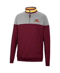Men's Colosseum Maroon, Heather Gray Minnesota Golden Gophers Be the Ball Quarter-Zip Top