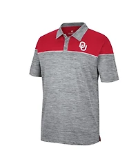 Men's Colosseum Heathered Gray, Crimson Oklahoma Sooners Birdie Polo Shirt