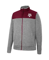 Men's Colosseum Charcoal, Maroon Texas A&M Aggies Putter Herringbone Full-Zip Jacket