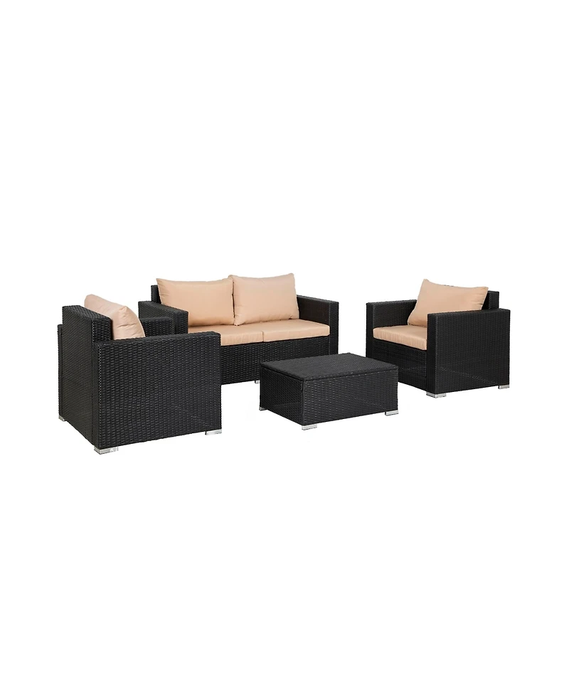 WestinTrends 4-Piece Modern Patio Conversation Sofa Set with Cushions