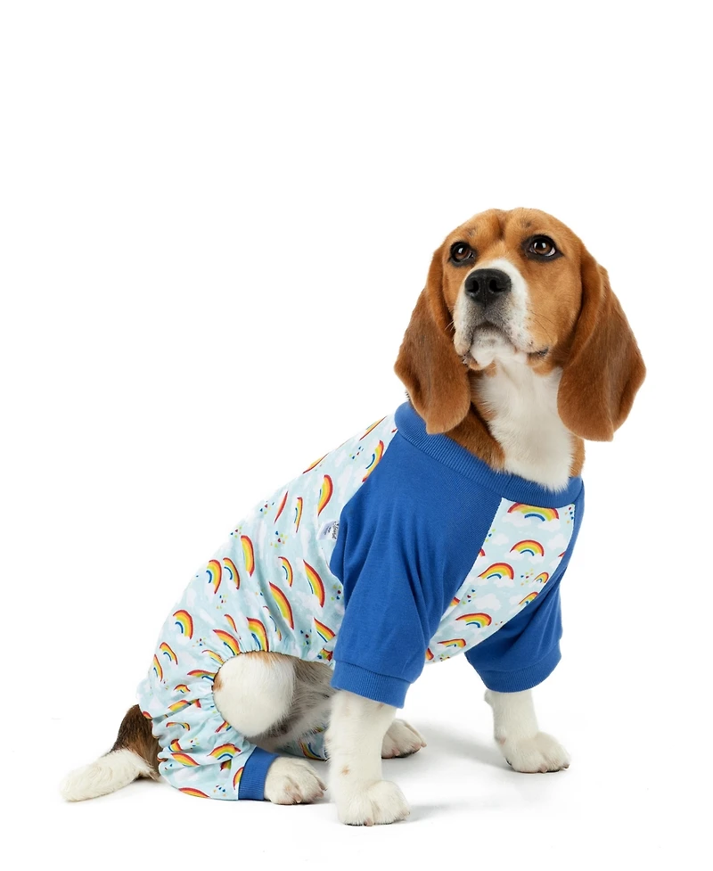 Leveret Dog Cotton Pajama Rainbow Blue