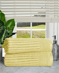 Superior Soho Checkered Border Cotton 2 Piece Bath Sheet Set, 68" x 34"