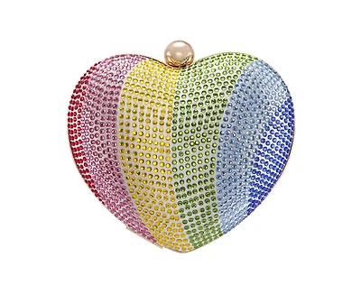 Nina Women's Crystal Heart Minaudiere Bag