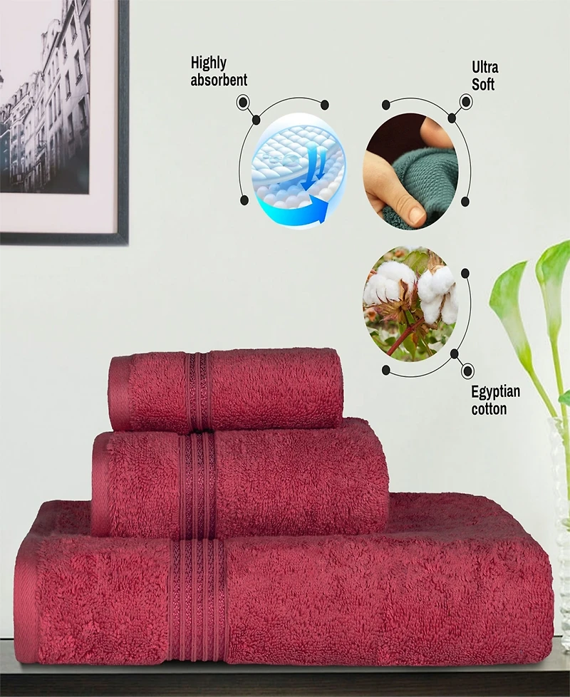 Superior Solid Quick Drying Egyptian Cotton 6 Piece Bath Towel Set