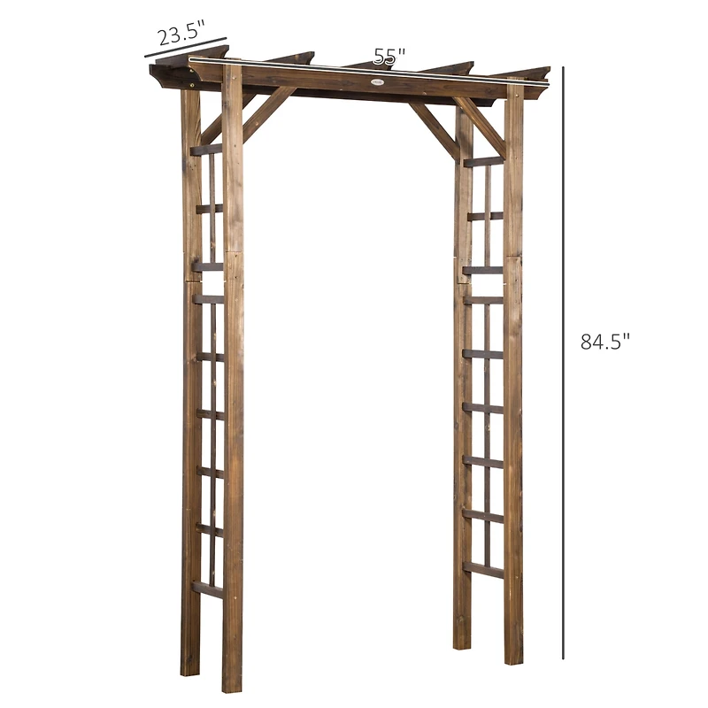 Outsunny 7' Wood Steel Outdoor Garden Arched Trellis Arbor w/ Fir Wood