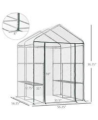 Outsunny 56" x 56" x 77" Outdoor Walk-In house with 3 Shelves,