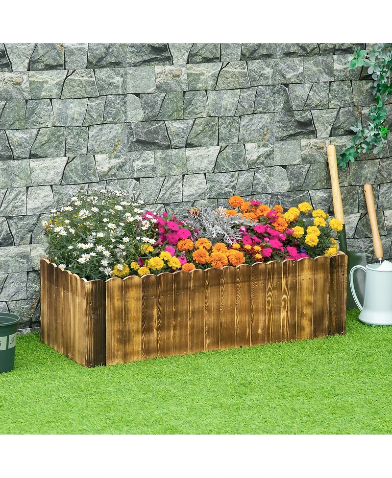 Wooden Raised Garden Flower Bed Backyard Elevated Planter Box
