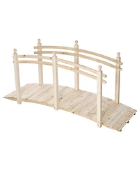 Outsunny 7.5' Fir Wood Garden Bridge Arc Walkway with Side Railings, Natural