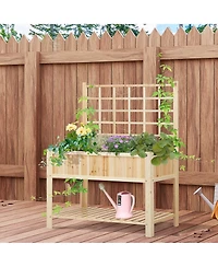 47" x 23" x 64" Wood Planter Box w/ Spacious Growing Area for Veggies
